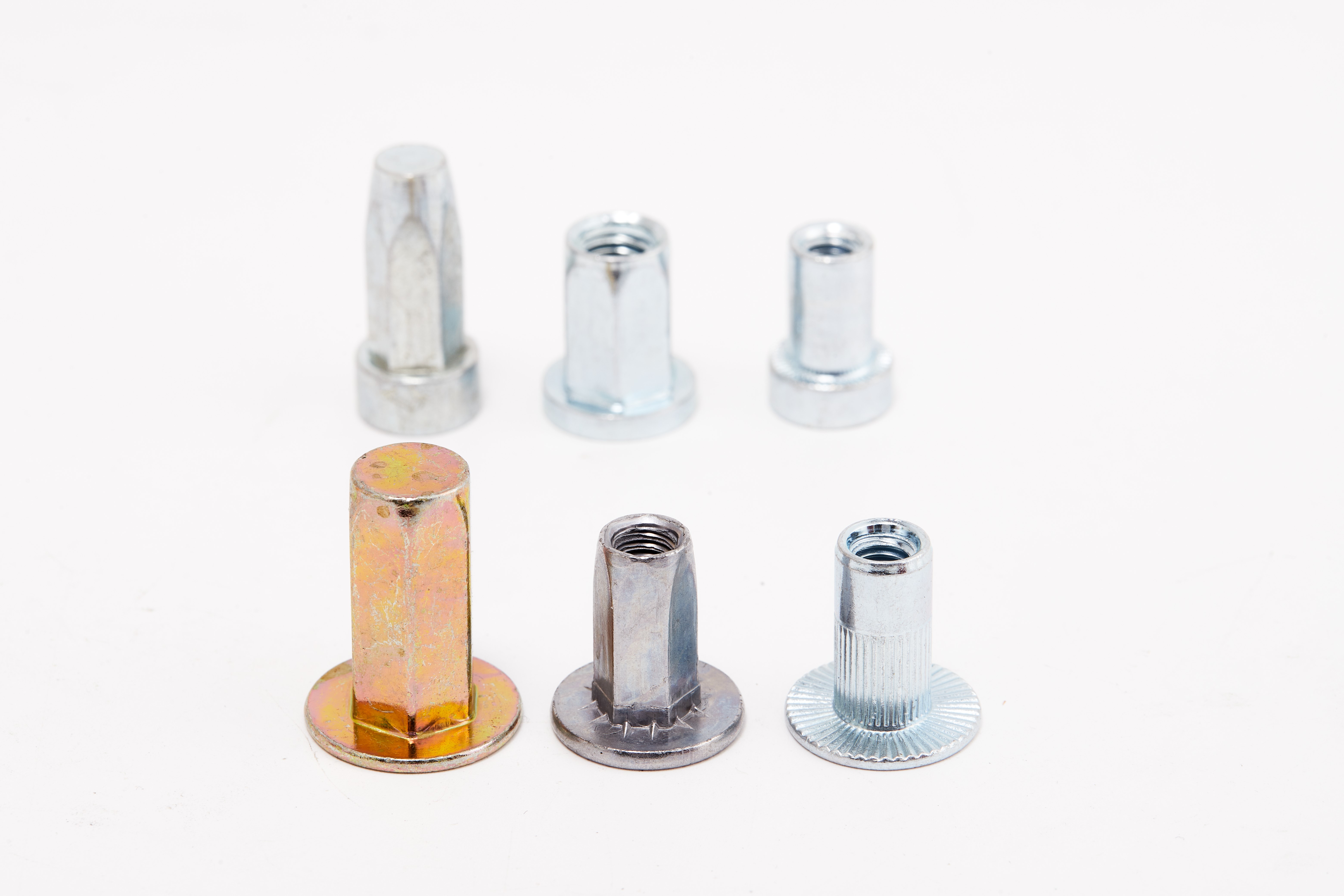 Brass and aluminum rivet nuts